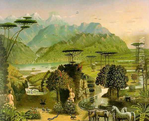 The Garden of Eden 1865 Oil Painting - Erastus Salisbury Field