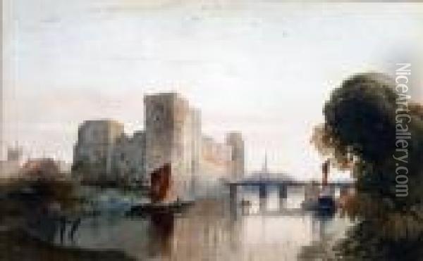 Newark Castle, Seen By The River Oil Painting - Peter de Wint