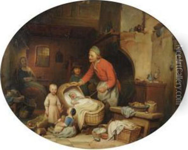 Family Scene Oil Painting - Ferdinand de Braekeleer
