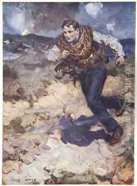 Heroic Middy carrying ammunition to the hardpressed British fighters Oil Painting - Cyrus Cuneo