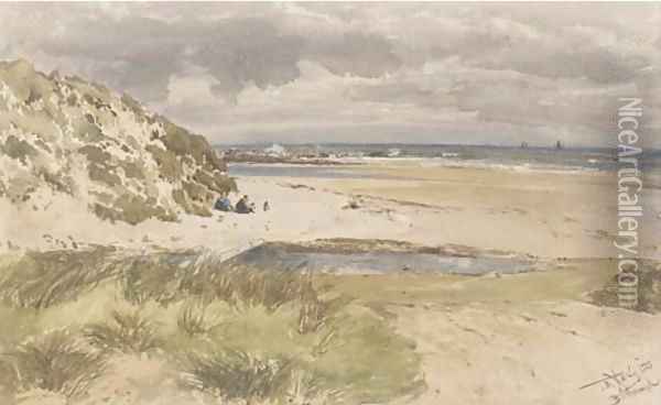 Bamborough Sands, Northumberland Oil Painting - Thomas Bush Hardy