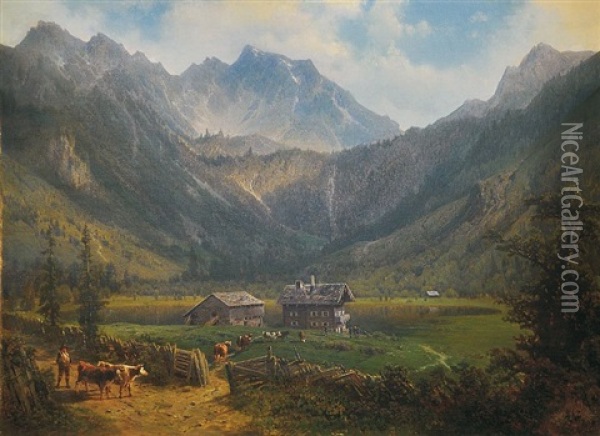 Alpine Idyll Oil Painting - Charlotte Piepenhagen