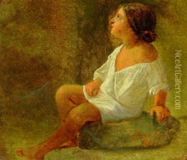 En Lille Romersk Pige I Hvid Skjorte Oil Painting - Wilhelm Nicolai Marstrand