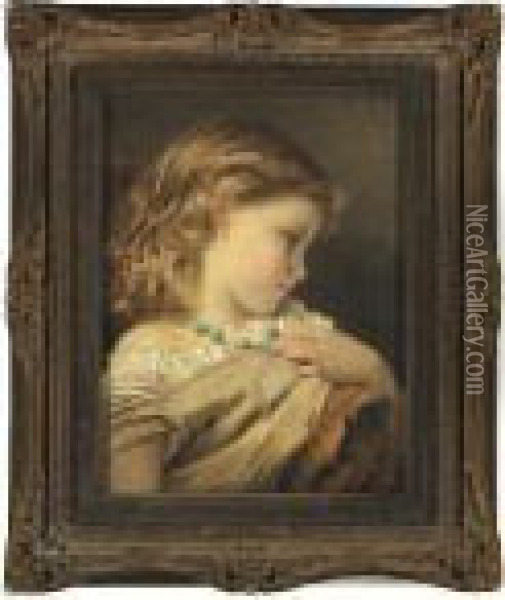 Portrait Of A Young Girl Oil Painting - Sophie Gengembre Anderson