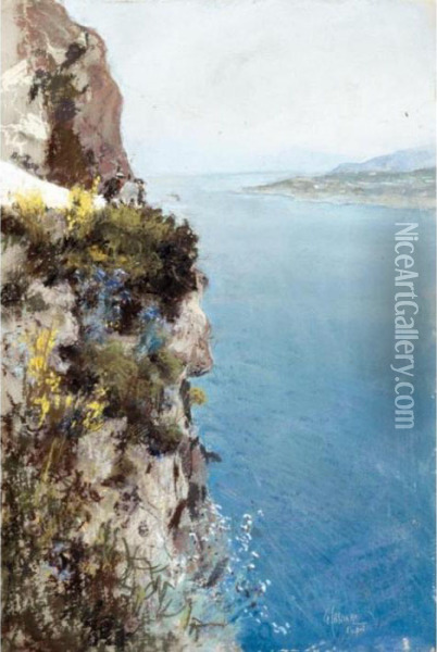 Veduta Dai Faraglioni Di Capri Oil Painting - Giuseppe Casciaro