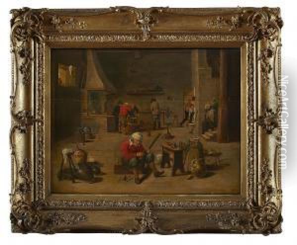 The Interior Of A Blacksmith's Oil Painting - David The Younger Teniers