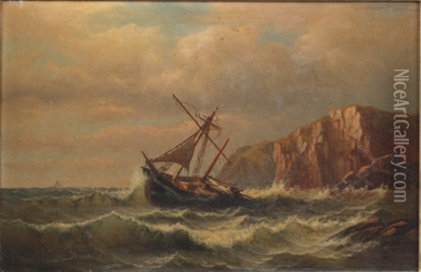 Ship Off Coast Oil Painting - Charles Henry Gifford