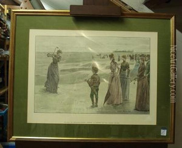 Golfing On Minchinhamptoncommon: Oil Painting - Lucien Davis