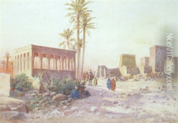 Chameliers Pres Des Temples En Haute-egypte Oil Painting - Emile Boivin