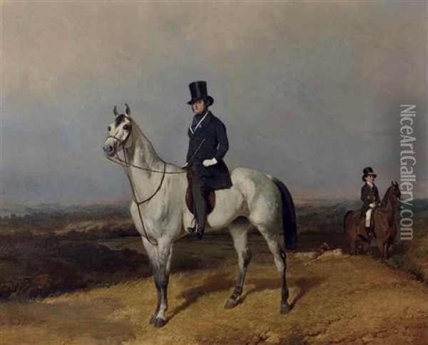 Portrait Equestre Presume De Rainbeaux, Ecuyer De L'empereur Napoleon Iii Oil Painting - Alfred De Dreux