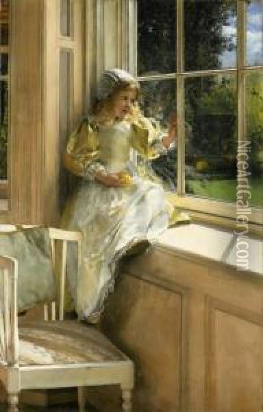 A Looking Out O'window (sunshine) Oil Painting - Laura Theresa Epps Alma-Tadema