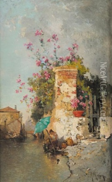 Vue De Venise Oil Painting - Jean d' Alheim
