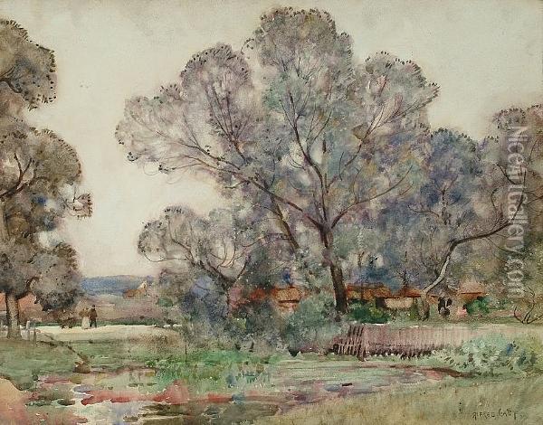 The Pond By The Road Oil Painting - Sir Alfred East