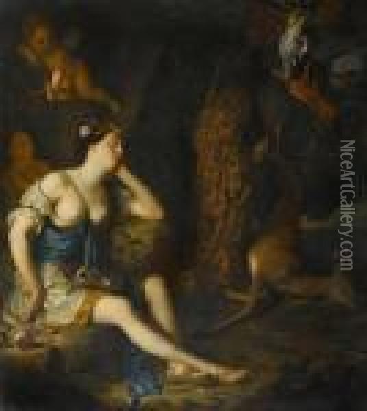 Diana Sleeping After The Hunt. 1698 Oil Painting - Karel De Moor