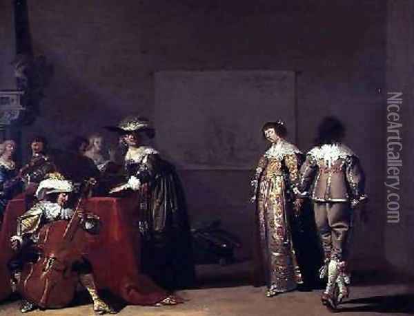 A Music Party 1656 Oil Painting - Jacob Fransz van der Merck