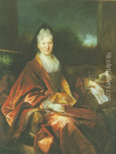 Portrait De La Comtesse Hulin Oil Painting - Nicolas de Largilliere