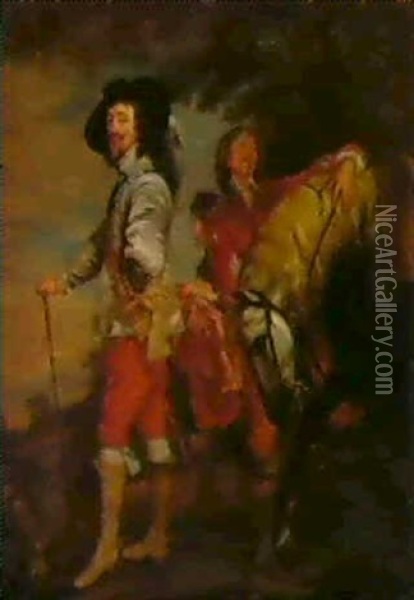 Portrait Of Charles I And His Page, Lord Hamilton Oil Painting - Charles Jervas
