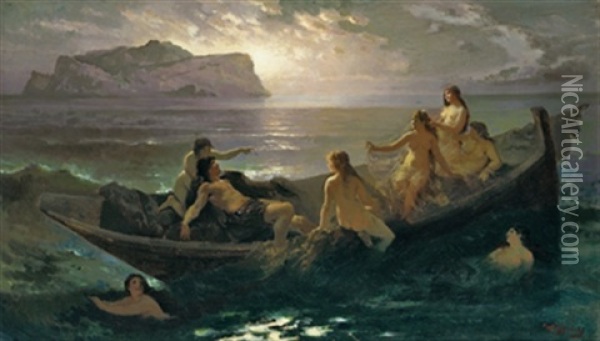 Der Fischer Und Die Nixen Oil Painting - Wilhelm Kray