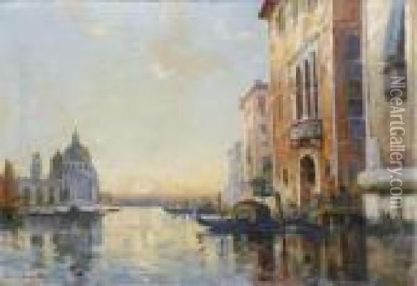 Le Grand Canal A Venise Au Coucher Du Soleil Oil Painting - Maurice Bompard