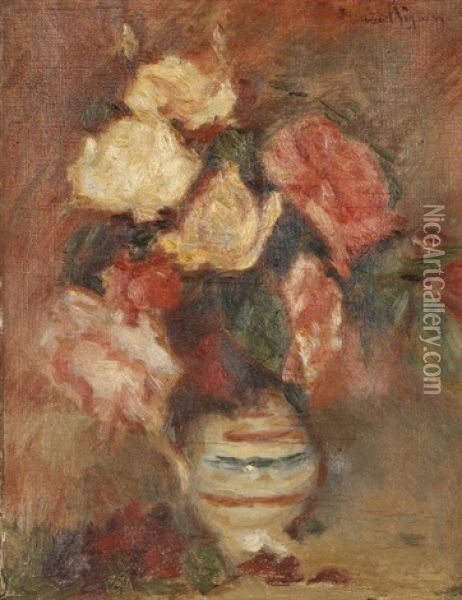 Vase De Fleurs Oil Painting - Lucien Rene Mignon
