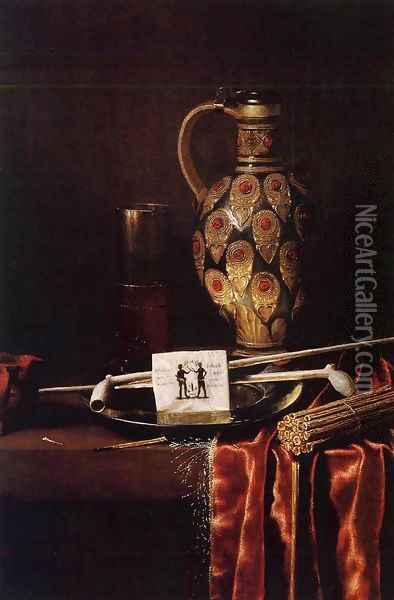 Smoker Still-Life Oil Painting - Hubert van Ravesteyn