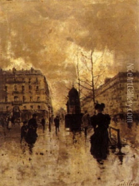 Dans Les Rues De Paris Oil Painting - Jules Petillion