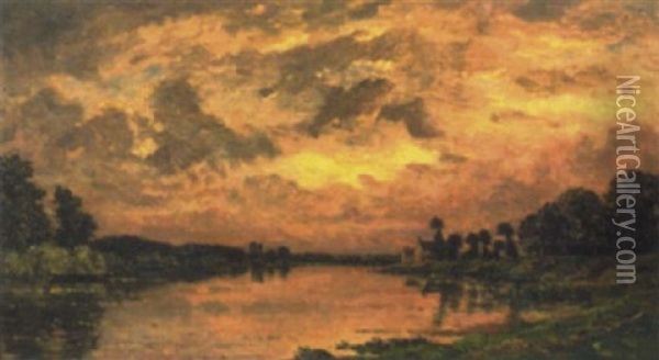 On The River Loire, France Oil Painting - Hippolyte Camille Delpy
