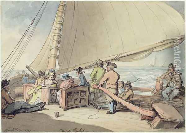 A Dutch Packet in a Rising Breeze, 1791 Oil Painting - Thomas Rowlandson