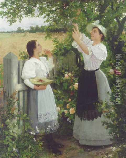 The Cherry Pickers Oil Painting - Hermann Seeger