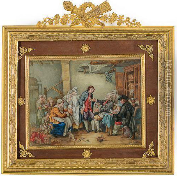 L'accordee Au Village Oil Painting - Jean Baptiste Greuze