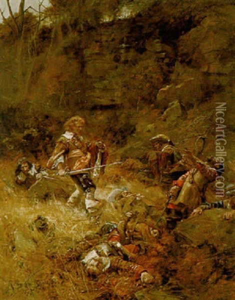 After The Battle Oil Painting - Robert Payton Reid