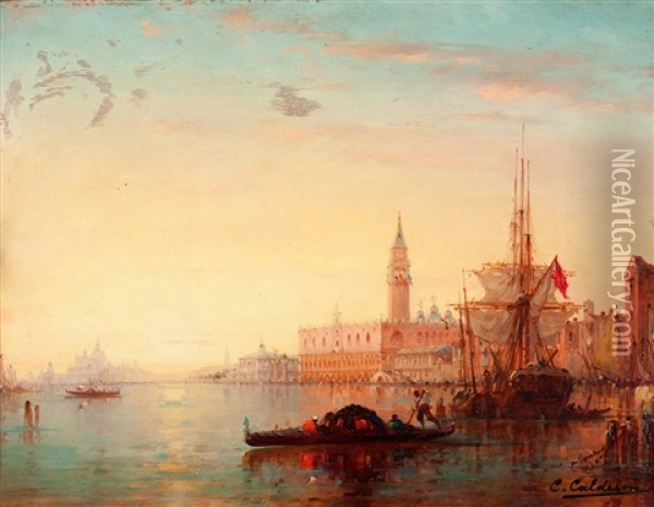 Le Palais Des Doges, Venise Oil Painting - Charles Clement Calderon