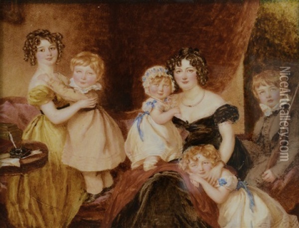 Ritratto Di Famiglia Oil Painting - Francois Theodore Rochard
