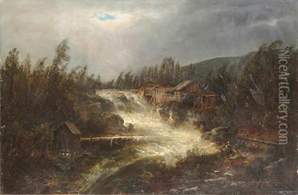 Przy Wodospadzie Oil Painting - Josef Thoma