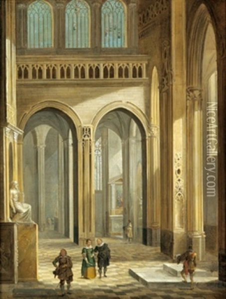 Kircheninterieur Mit Figuren Oil Painting - Johann Ludwig Ernst Morgenstern