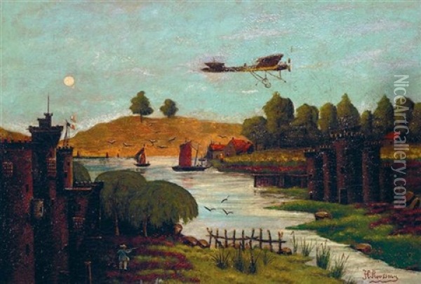 Paysage A L'avion Oil Painting - Henri Rousseau