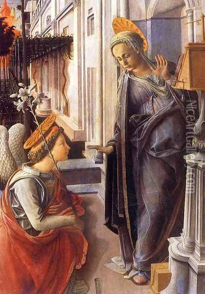 Annunciation (detail) 4 Oil Painting - Filippino Lippi