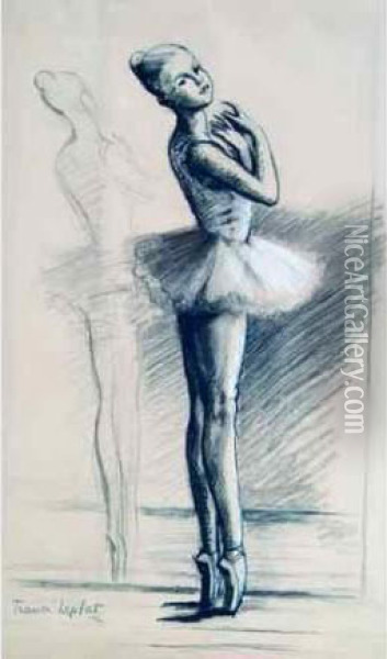 Geraldine En Tutu Devant Le Miroir. Oil Painting - France Leplat
