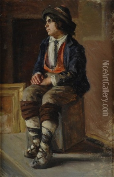 Ciociaro (fronte); Studio Del Pittore (retro) Oil Painting - Filadelfo Simi