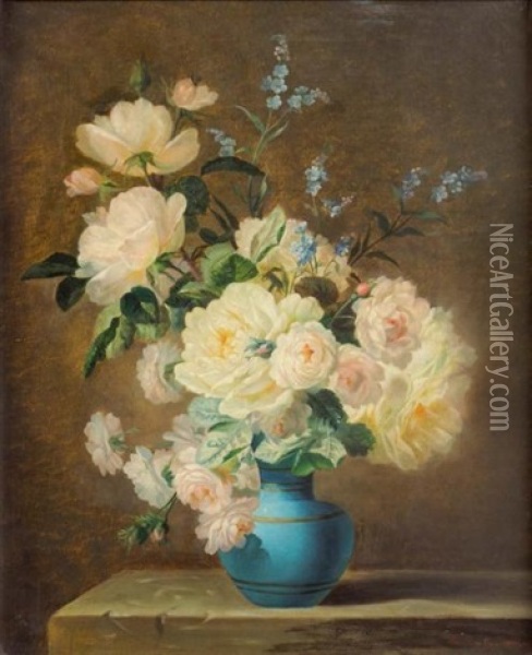 Bouquet De Pivoines Dans Un Vase Oil Painting - Andre Perrachon