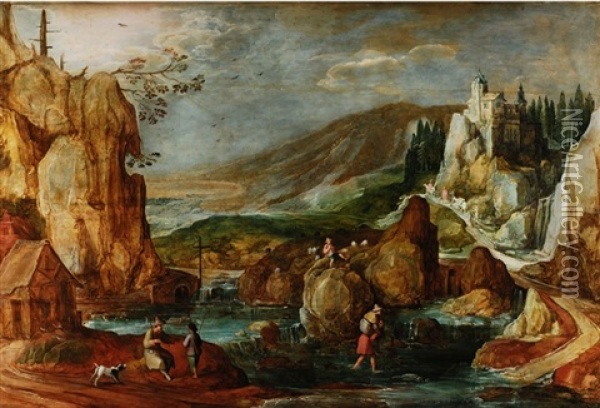 Die Furt Im Gebirge Oil Painting - Joos de Momper the Younger