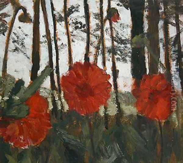 Poppies on the Edge of a Wood Oil Painting - Paula Modersohn-Becker