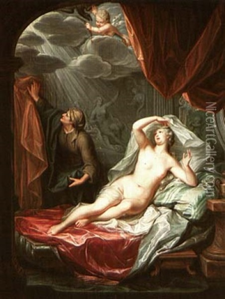 Danae And The Shower Of Gold Oil Painting - Willem van Mieris
