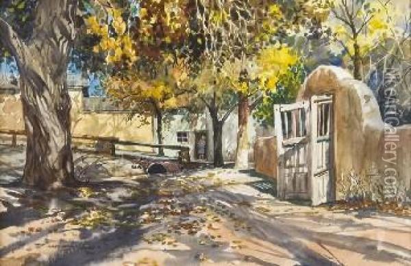 Gates Of The Sanctuario, Chimayo Oil Painting - James Yates Carrington