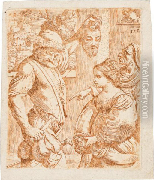 La Decollazione Di San Giovanni Battista Oil Painting - Giuseppe Caletti Il Cremonese