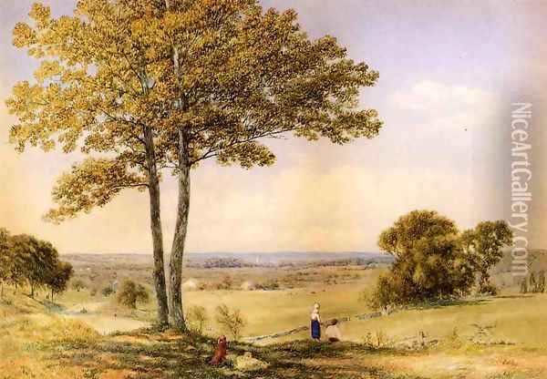 View of Valley on Turnpike Oil Painting - John Hill