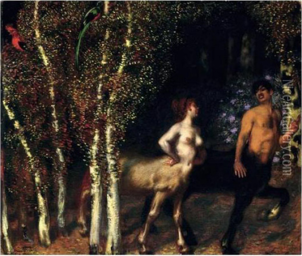 Im Zauberwald (the Enchanted Forest) Oil Painting - Franz von Stuck