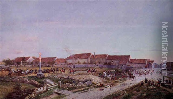 Scene De La Guerre De 1870 Oil Painting - Basile Lemeunier