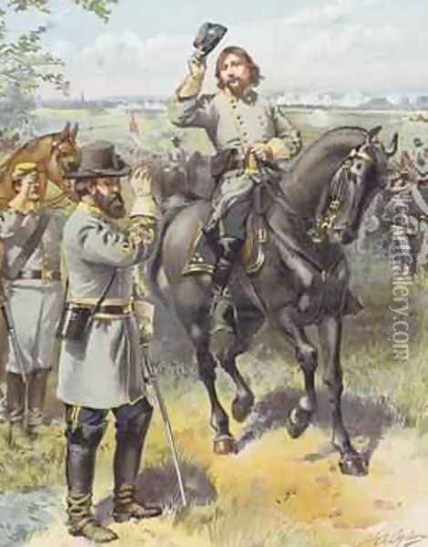 General Pickett taking the order to charge from General Longstreet Battle of Gettysburg 3rd July 1863 Oil Painting - Henry Alexander Ogden