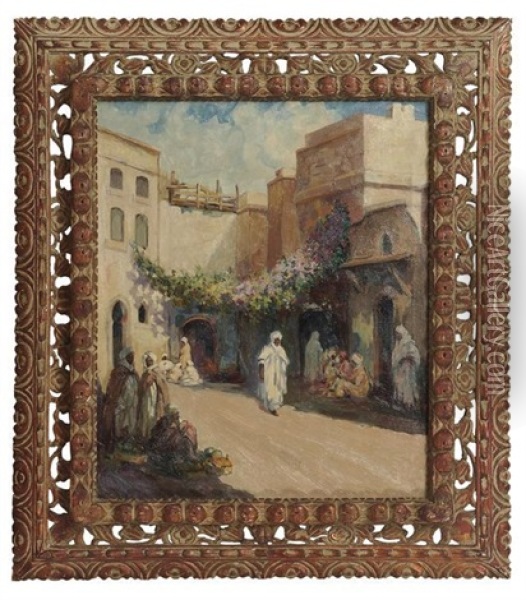 Scene Animee A Alger Oil Painting - R. Czikan